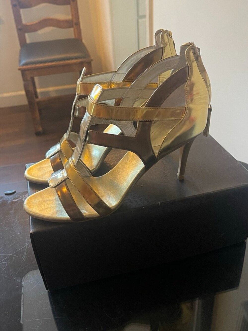 Giuseppe Zanotti Open Toe Gladiator Sandals Cruel Summer Bronze Gold - Picture 2 of 5